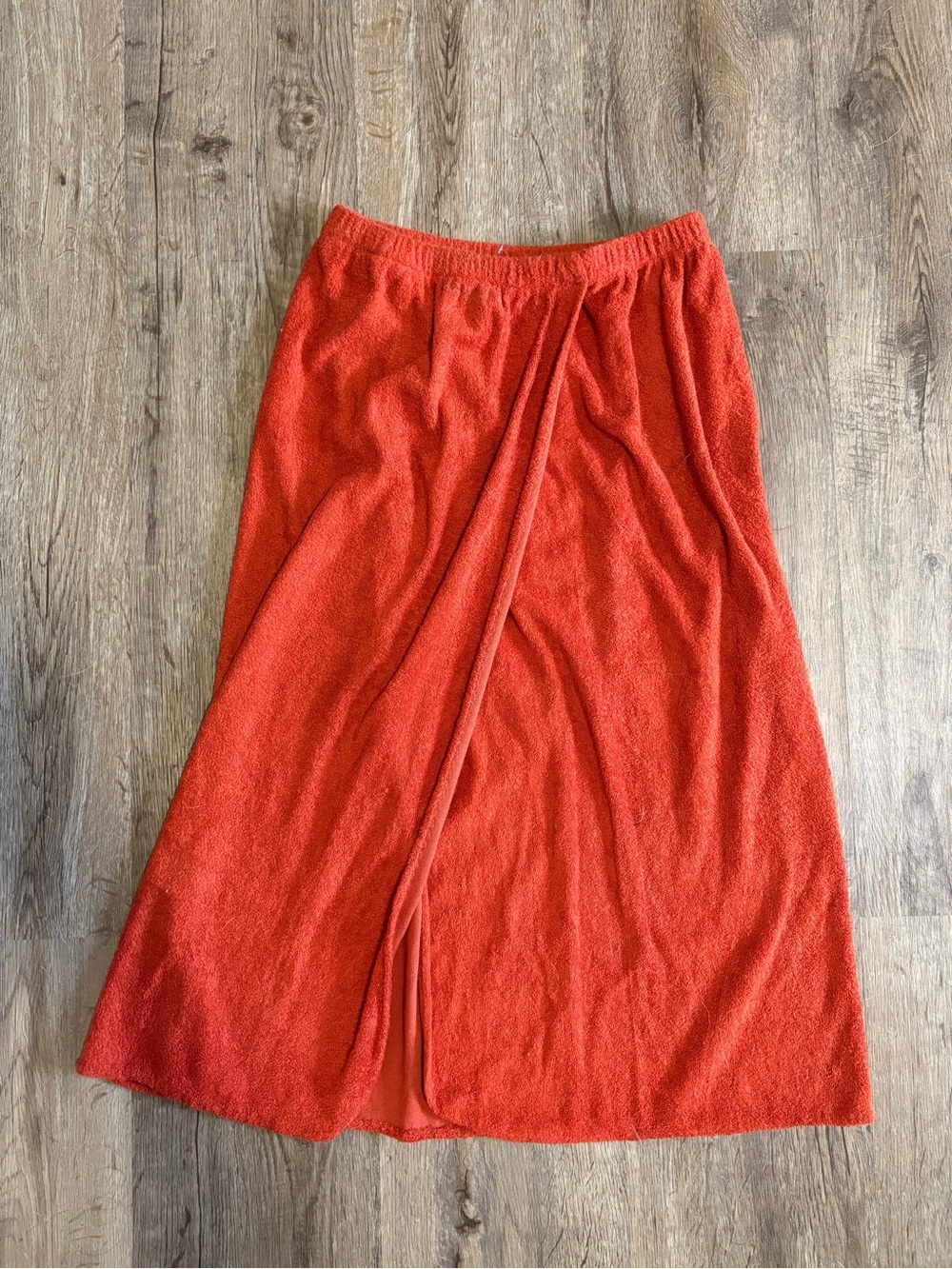 Burnt Orange Terry Cloth A-Line Skirt -